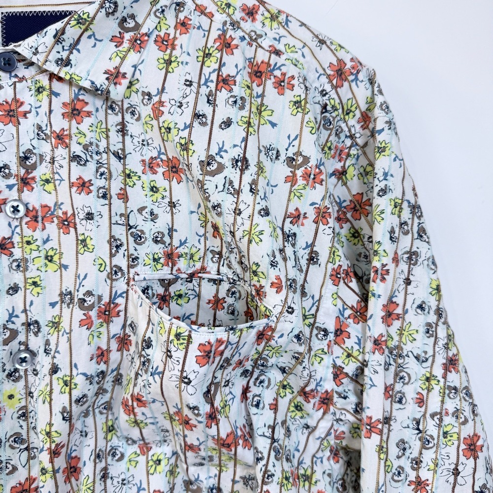 Tommy Bahama Floral Striped Casual Button Up Shirt Mens XL White Multi Flip Cuff - Picture 3 of 7